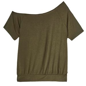 Torrid Olive Green Slub Off Shoulder Top
